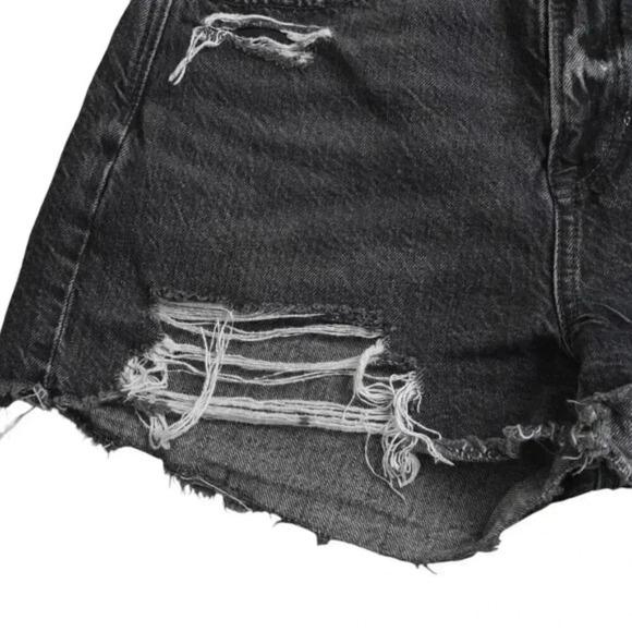 American Eagle Highest Rise '90s Boyfriend Jean Shorts Black Denim Distressed 4 - Picture 3 of 11